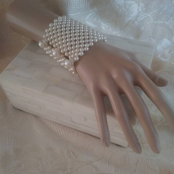 Jewelry - Vintage Pearl Cuff Bracelet Bridal Wedding